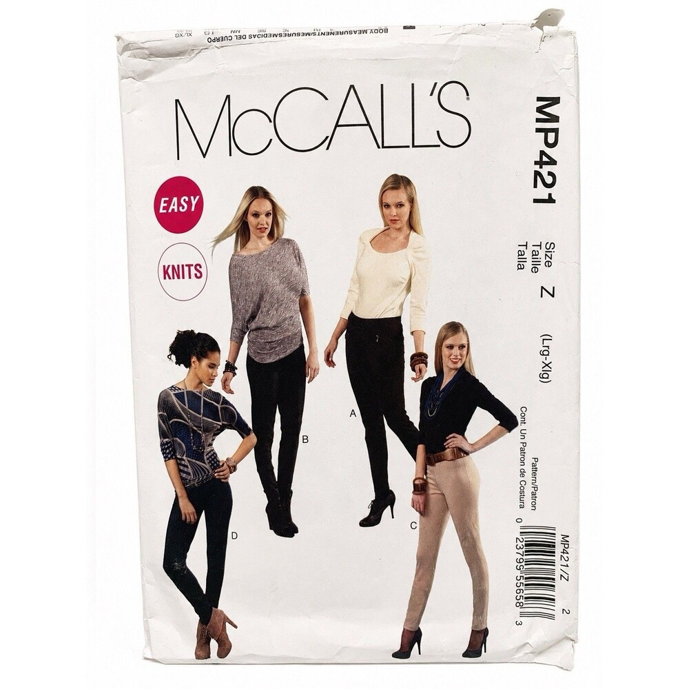 McCall’s MP421 Leggings Pants Pattern L XL Uncut Complete Stretch Knits